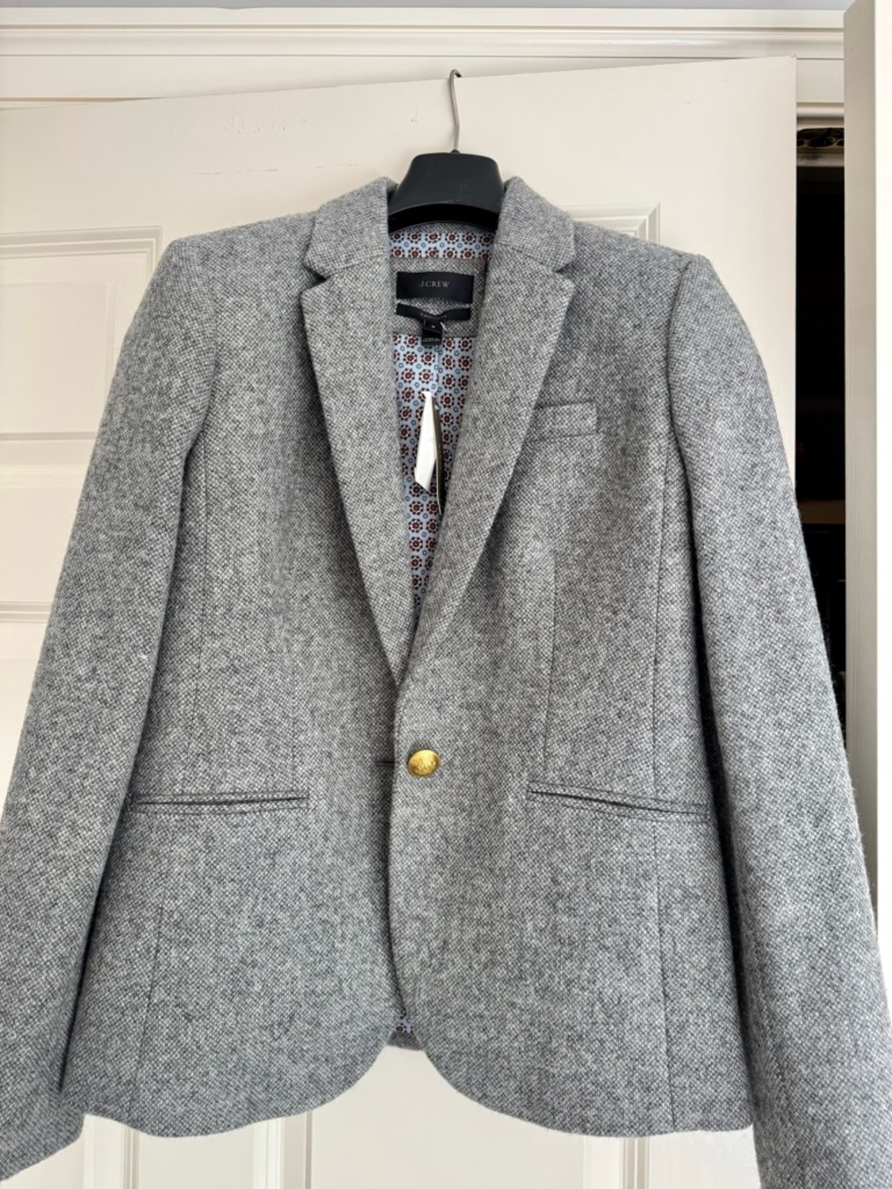 J. Crew Gray Campbell Wool Light Grey Blazer with Gold Buttons S